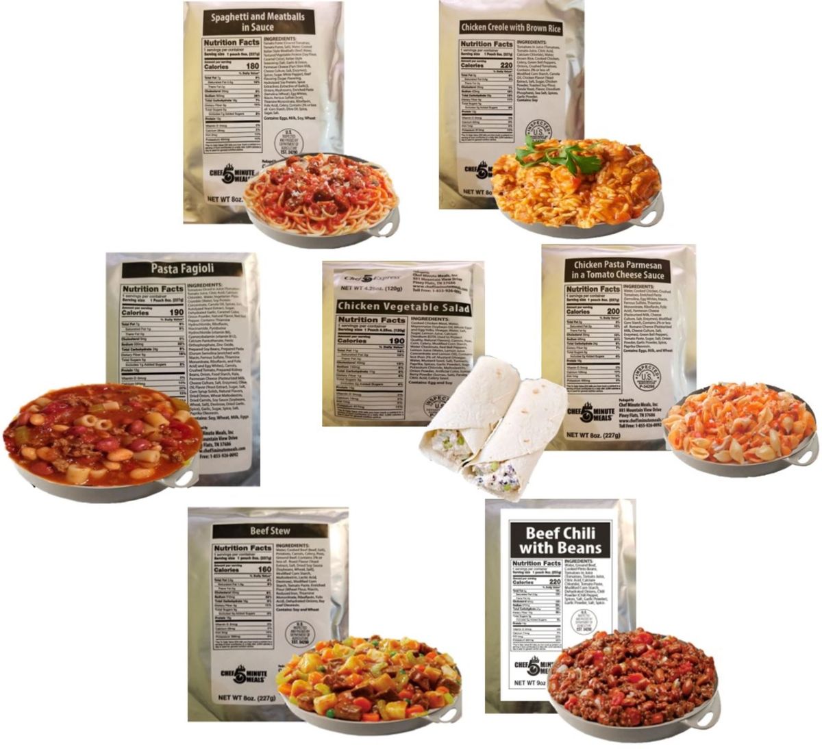 MRE Entrée Singles MRE Mains, Pizza, Sandwiches & Wraps